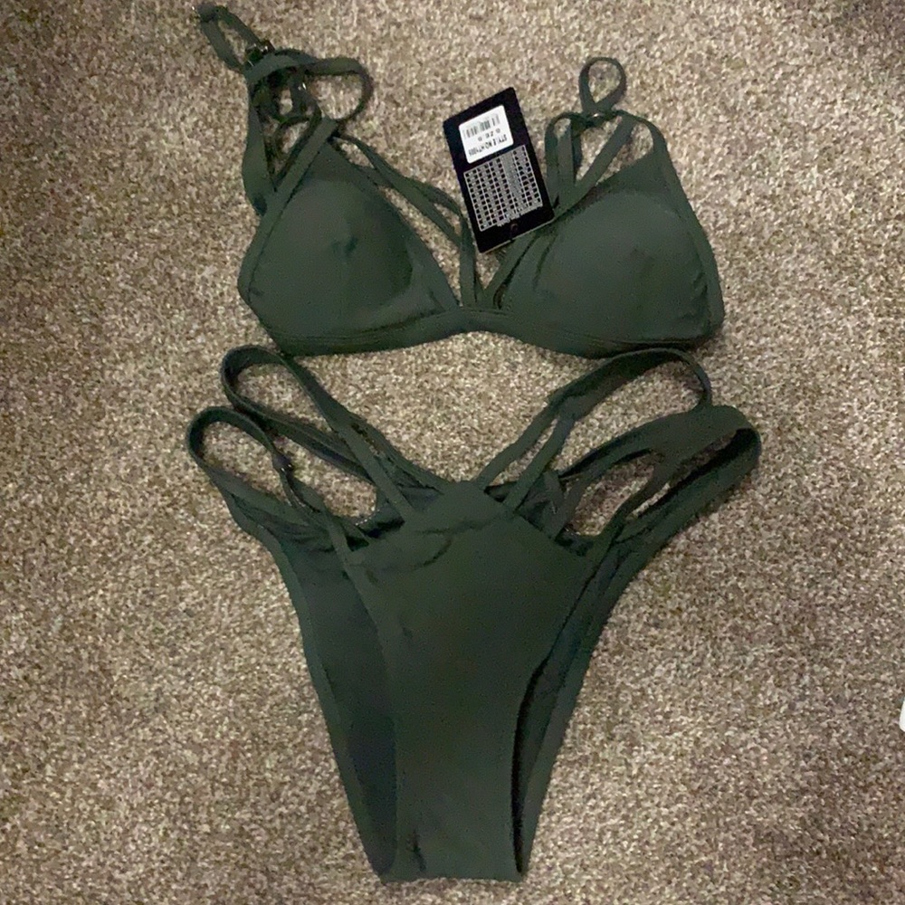 Strappy olive bikini